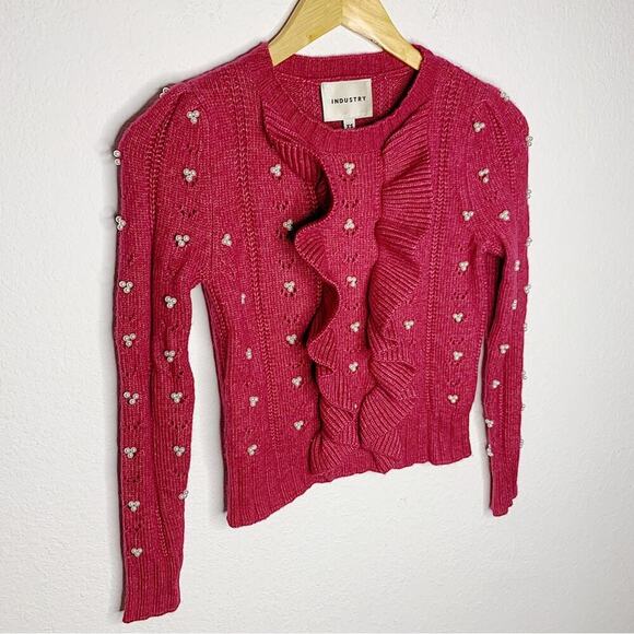 NWT Industry Republic Nordstrom Wool Blend Sangria Pearl Sweater Size XS - Picture 2 of 9